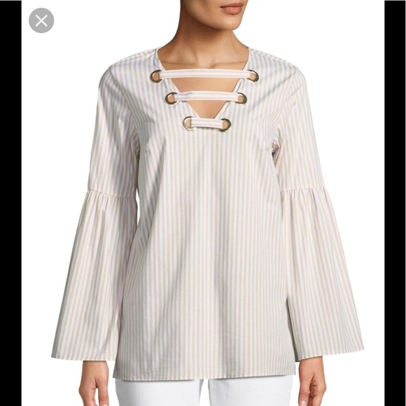 Michael Kors Tops - Michael Kors Striped Bell Sleeve Tunic Top